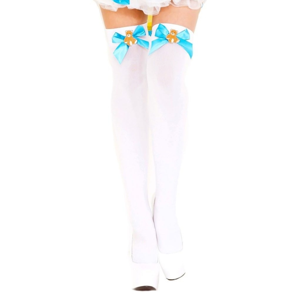 Music Legs 4679 Teddy Bear Opaque Thigh Highs NEW